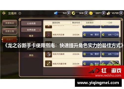 《龙之谷新手卡使用指南：快速提升角色实力的最佳方式》